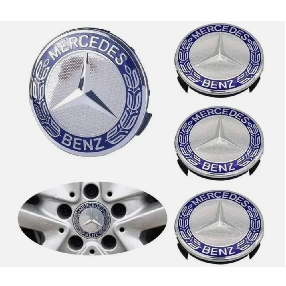 Mercedes-Benz Wheel Center Caps Blue