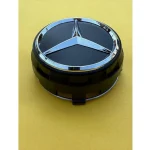 4x Mercedes Benz Center Caps Matte Black/Black outline 2.95Inch/75mm - Image 4