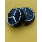 4x Mercedes Benz Center Caps Matte Black/Black outline 2.95Inch/75mm - Image 5