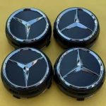 4x Mercedes Benz Center Caps Matte Black/Black outline 2.95Inch/75mm - Image 7