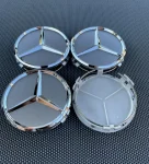 The MERCEDES BENZ 4-Piece Silver 75mm/2.95-inch wheel center cover fits most models