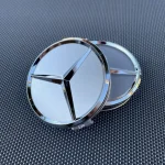 The MERCEDES BENZ 4-Piece Silver 75mm/2.95-inch wheel center cover fits most models - Image 7